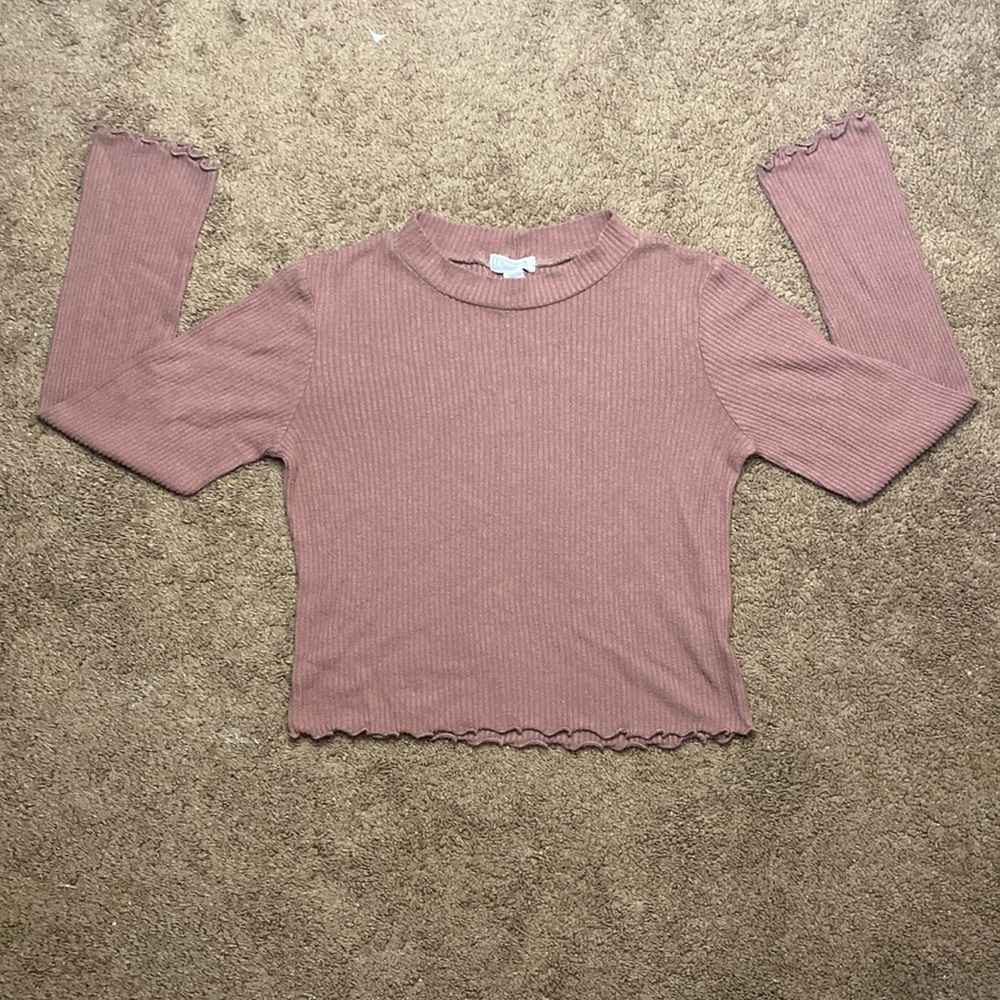 Full Tilt Essentials: Ribbed, Brown Long-Sleeve (S)